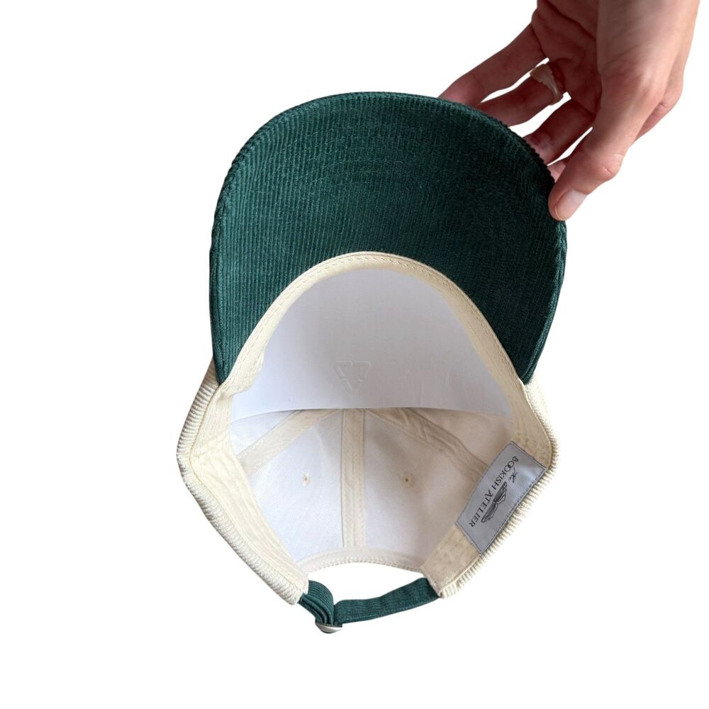 The Bookish Atelier Bookish Hat NWOT Never Worn Green Cream Corduroy Cap Books - Picture 2 of 3